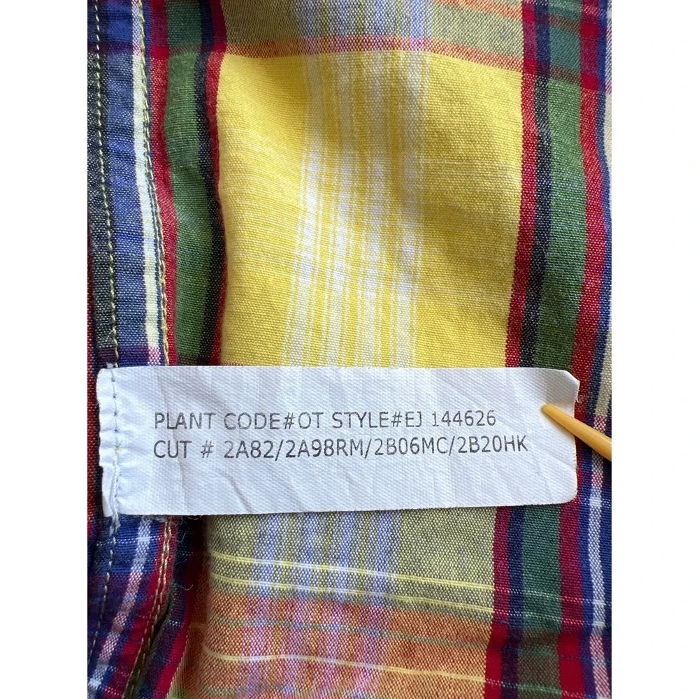 Ralph Lauren Shirt Plaid Short Sleeve Button Up Youth L Blue Red Green Yellow